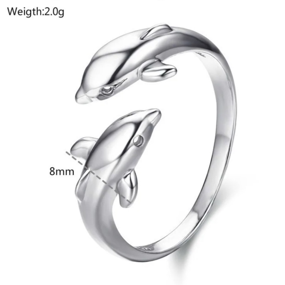 🌟 Double Dolphin Adjustable Ring - Picture 3 of 5